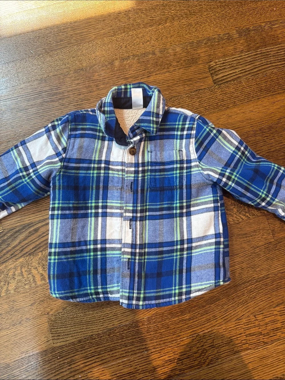 Carter's Blue & White Plaid Sherpa-Lined Button-Down Shirt